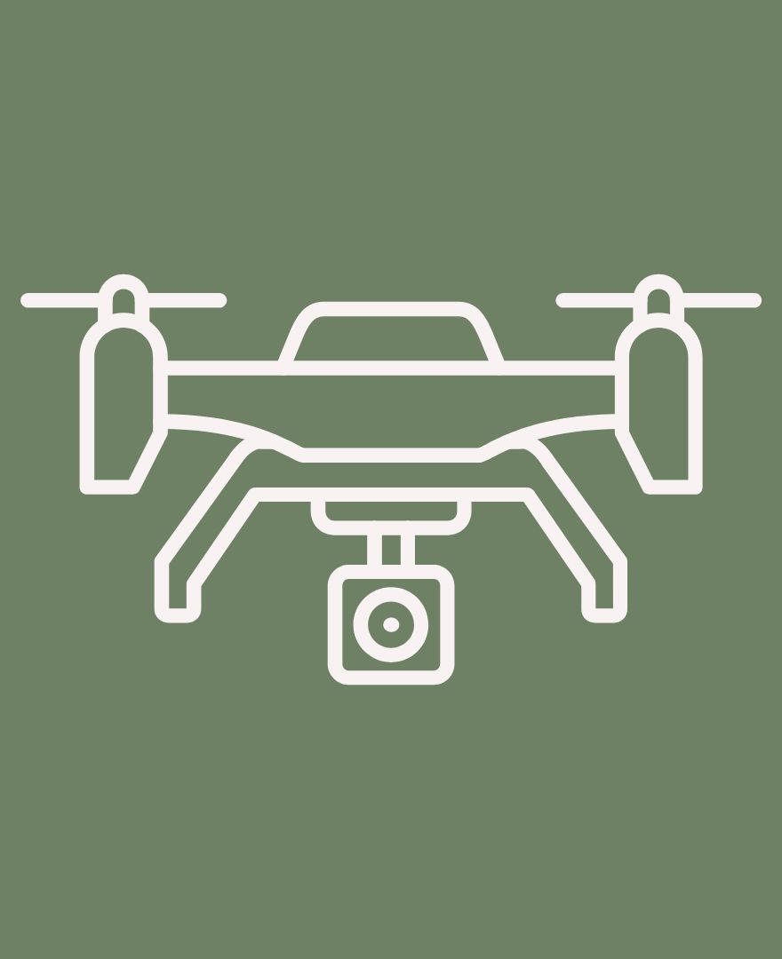 Drone and aerial service icon showing a camera drone